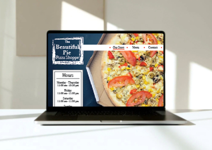 Layout image of Beautiful Pie website on a laptop