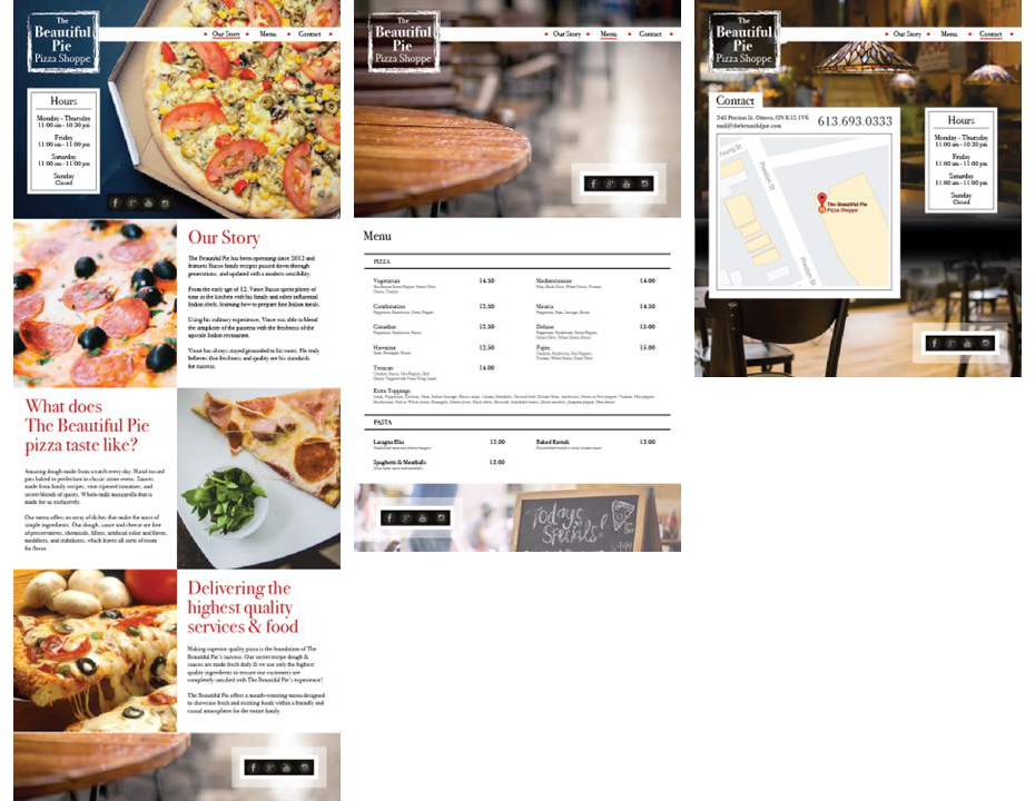 The complete website for The Beautiful Pie