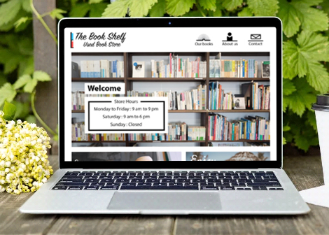 Layout image of the Book Shelf website on a laptop