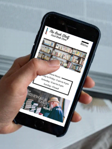 Layout image of the Book Shelf website on a phone