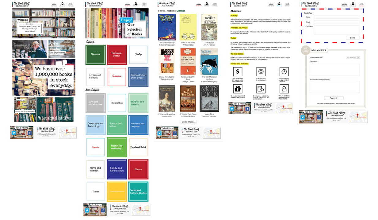 The complete website for The Book Shelf