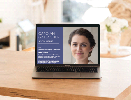 Layout image of Carolyn Gallagher website on a laptop