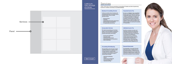 Second image of building on top of the wireframe for Carolyn Gallagher's website