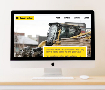 Layout image of HB Construction website on a desktop