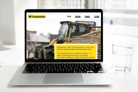 Layout image of HB Construction website on a laptop