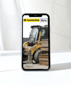 Layout image of HB Construction website on a phone