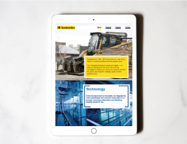 Layout image of HB Construction website on a tablet