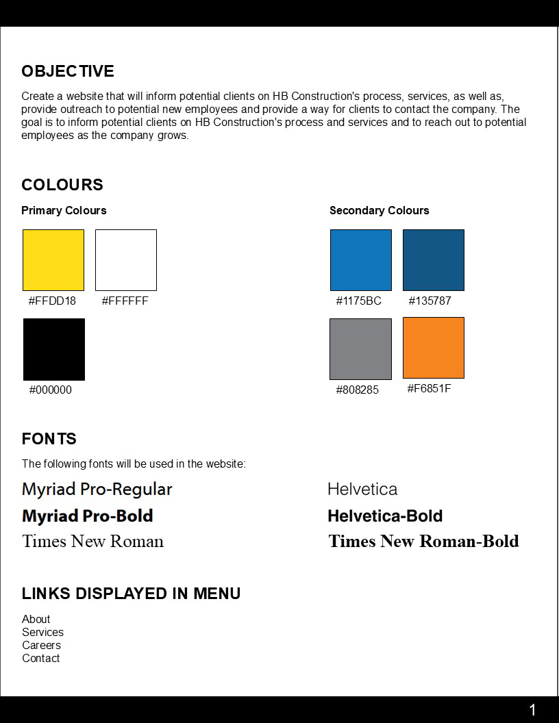 Visual Presentation Design for HB Construction