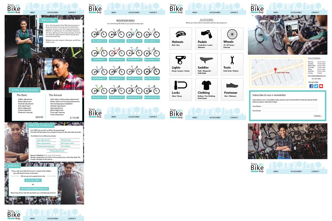 The complete website for Tina's Bike Shop