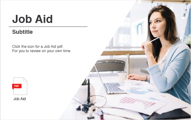 First E-Learning job aid slide example