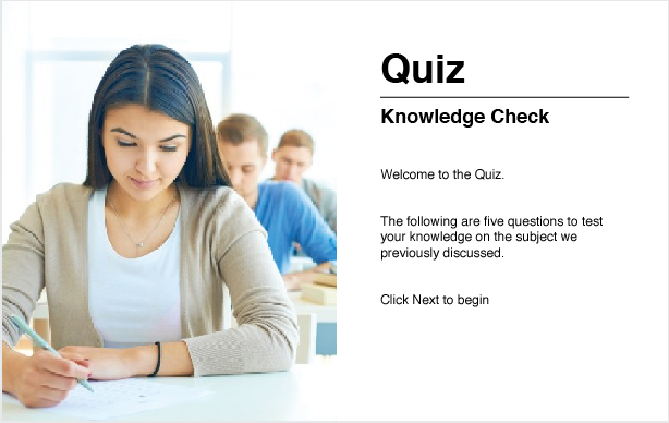 First E-Learning quiz slide example